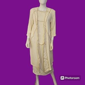 VTG SPENCER ALEXIS 1990s Metallic Gold Three Piece Longline Holiday Skirt Set